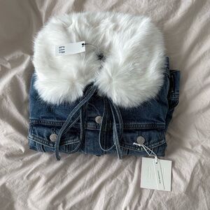 Gap × Sandy Liang Vegan Fur Crop Denim Jacket